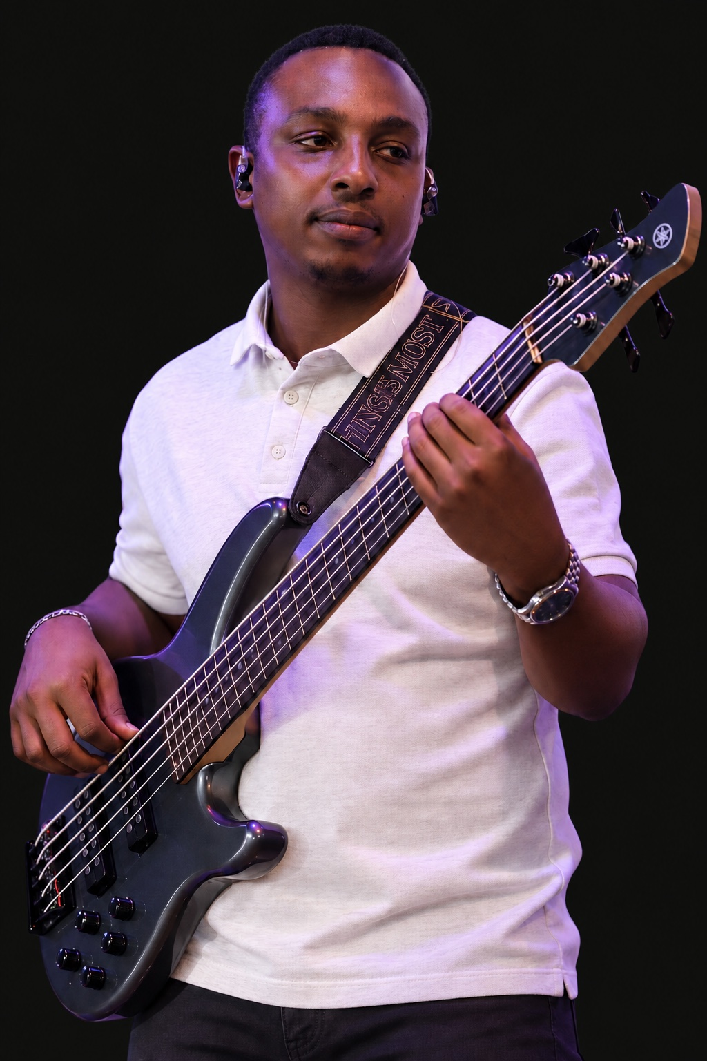 A musician playing bass guitar.